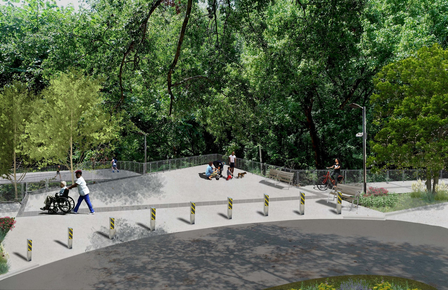 Rendering of where the future Northeast and Northside Trails will meet at the end of Kinsey Court in the Peachtree Hills neighborhood.