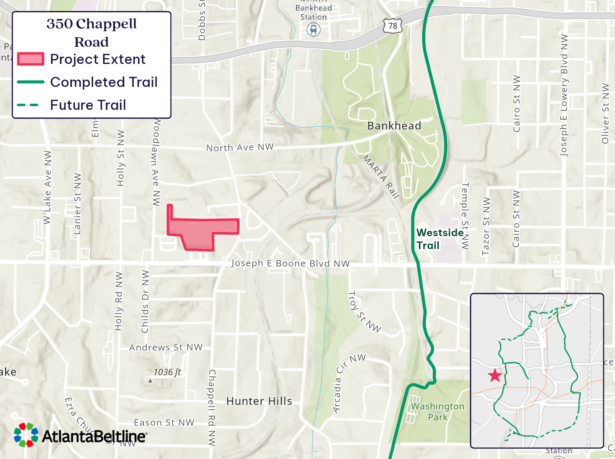 Map of the 350 Chappell Road development site.