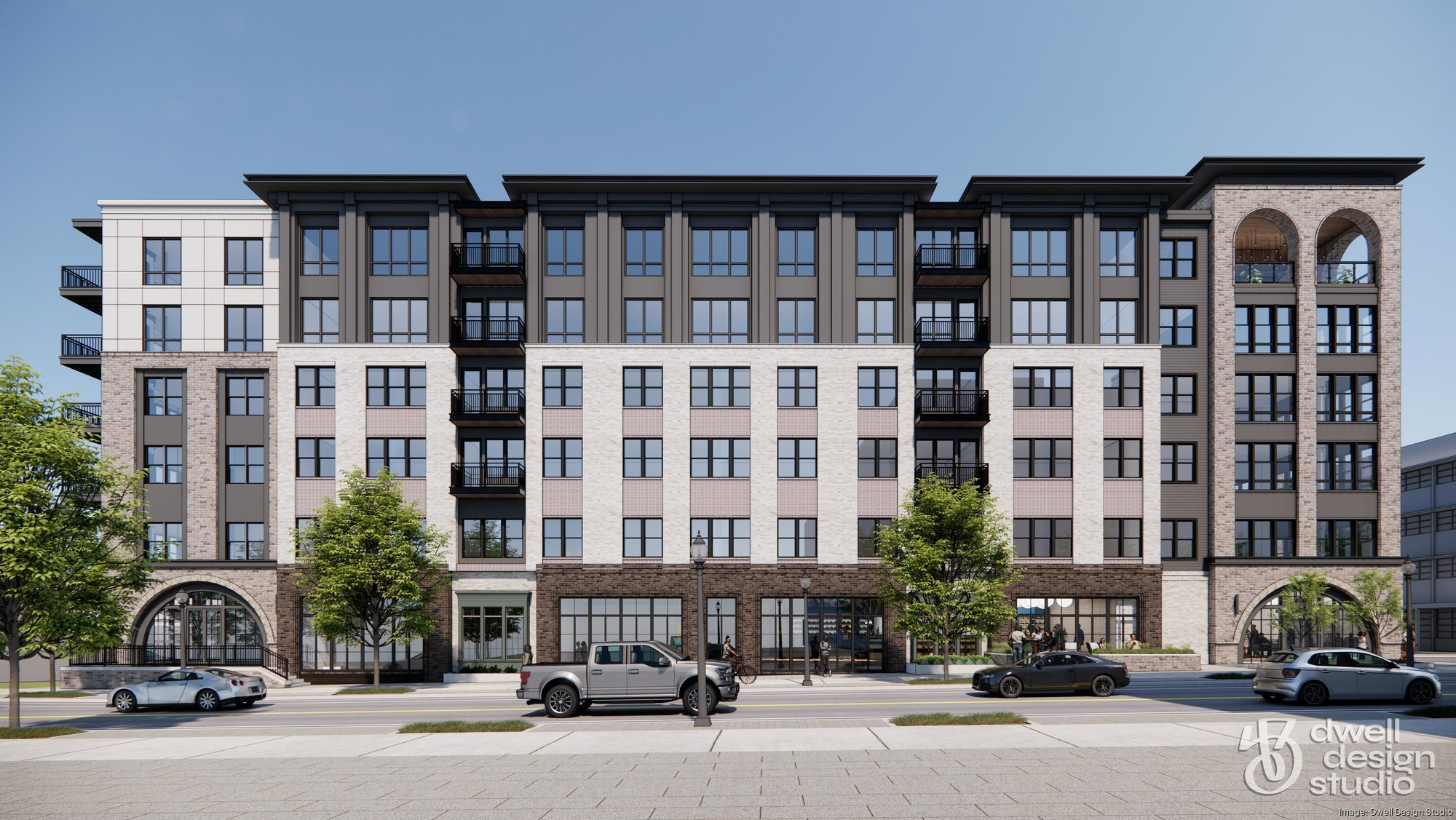 A rendering of the proposed development at 470 E. Paces Ferry Road, as shown from Maple Drive.