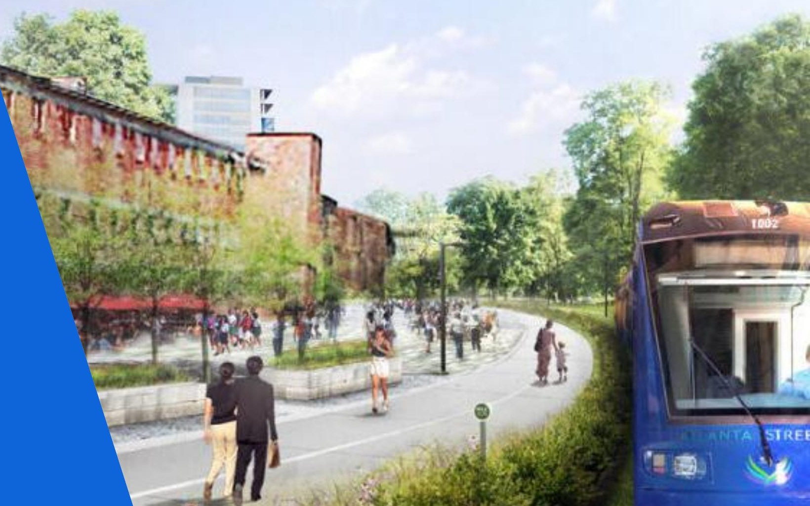 Atlanta BeltLine's official Transit Study presentation pairs its September 3 citywide-conversation title with a rendering of BeltLine transit beside the trail.