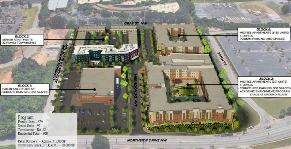 Rendering of the wider Herndon Square master plan.