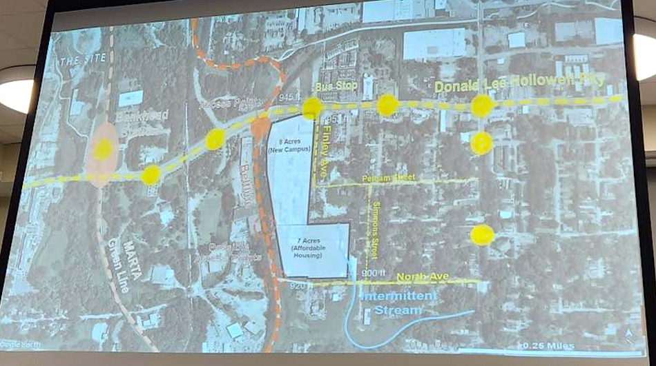 Early plans for the 15-acre property presented during an Atlanta Mission community meeting at KIPP Woodson Park Academy.