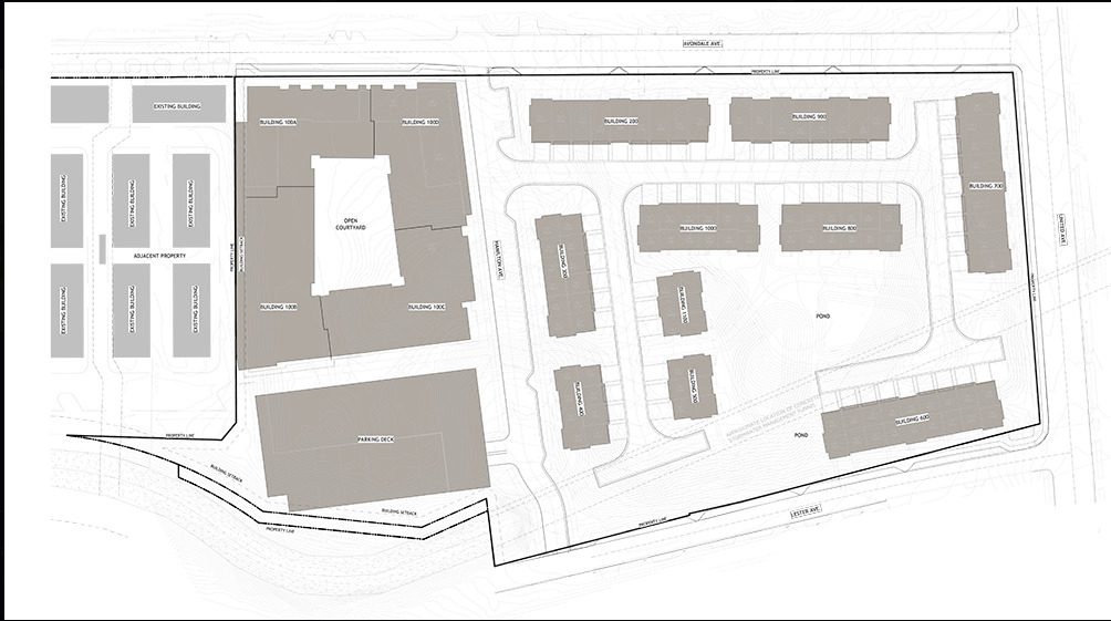 Site plan for The Garrison and neighboring properties.