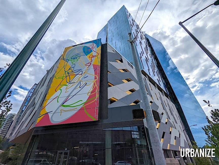 A JoeKingATL mural over the forthcoming entrance of Fleming's at 17th and West Peachtree streets.