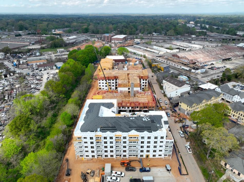 As shown in spring 2026, Woodrow House's proximity to the under-construction Oakland Exchange project (top) and the 20-acre Murphy Crossing property (top right).