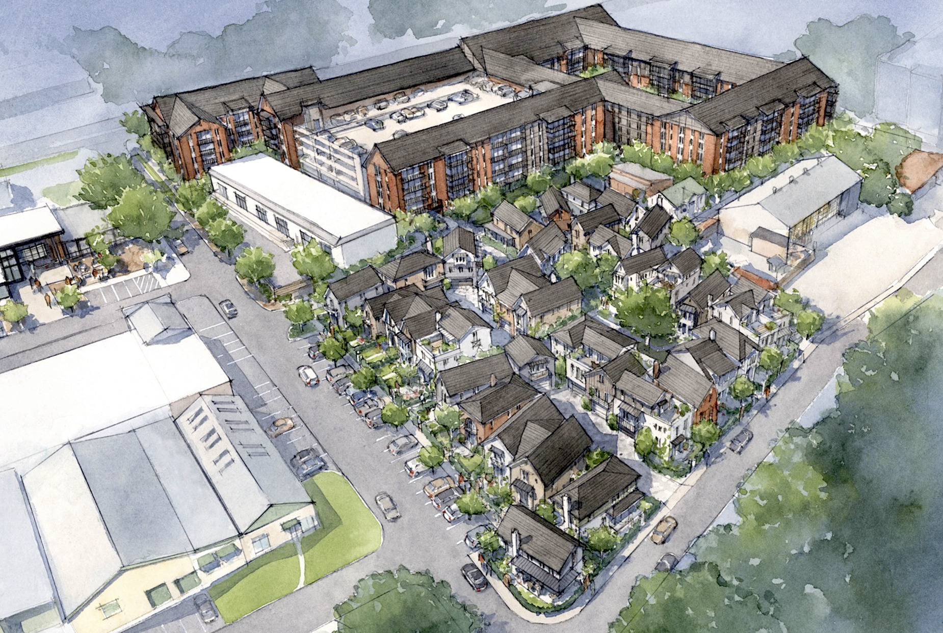 Rendering of the Maple Street homes and apartments in Avondale Estates.