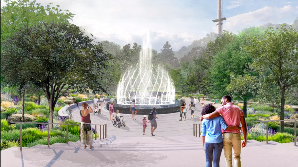 Rendering of the fountain garden.