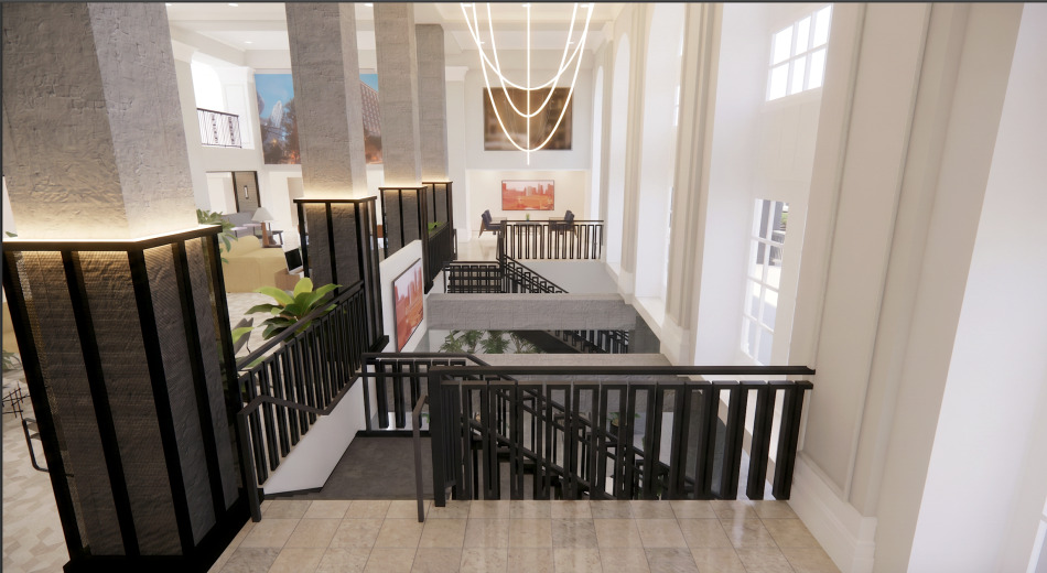 Rendering of the proposed Biltmore lobby renovation.