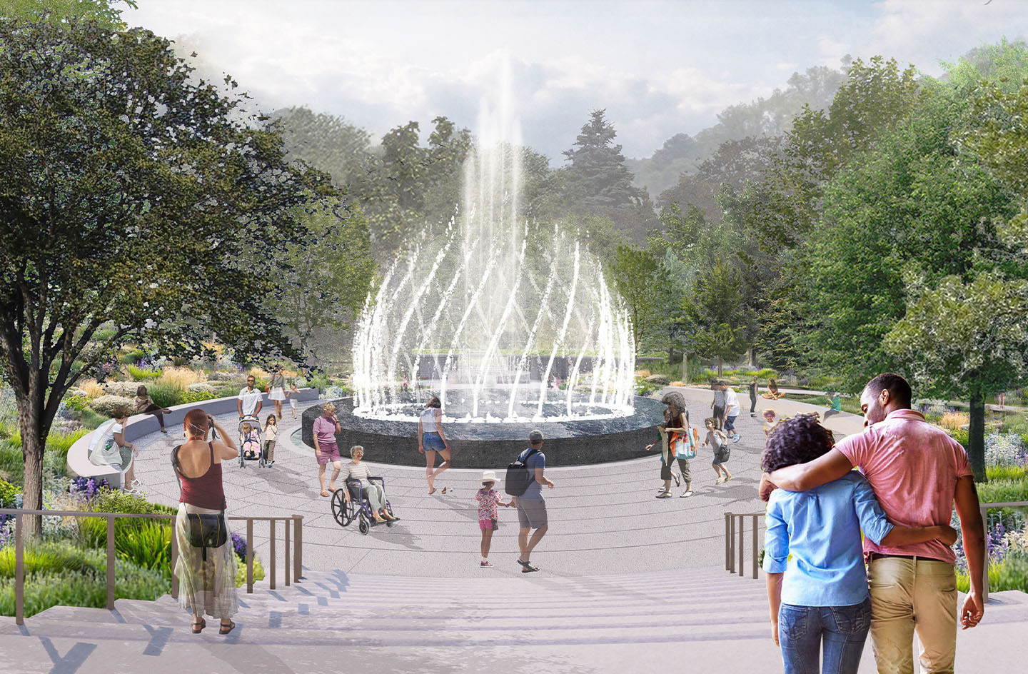 Rendering of the Botanical Garden expansion’s fountain plaza.