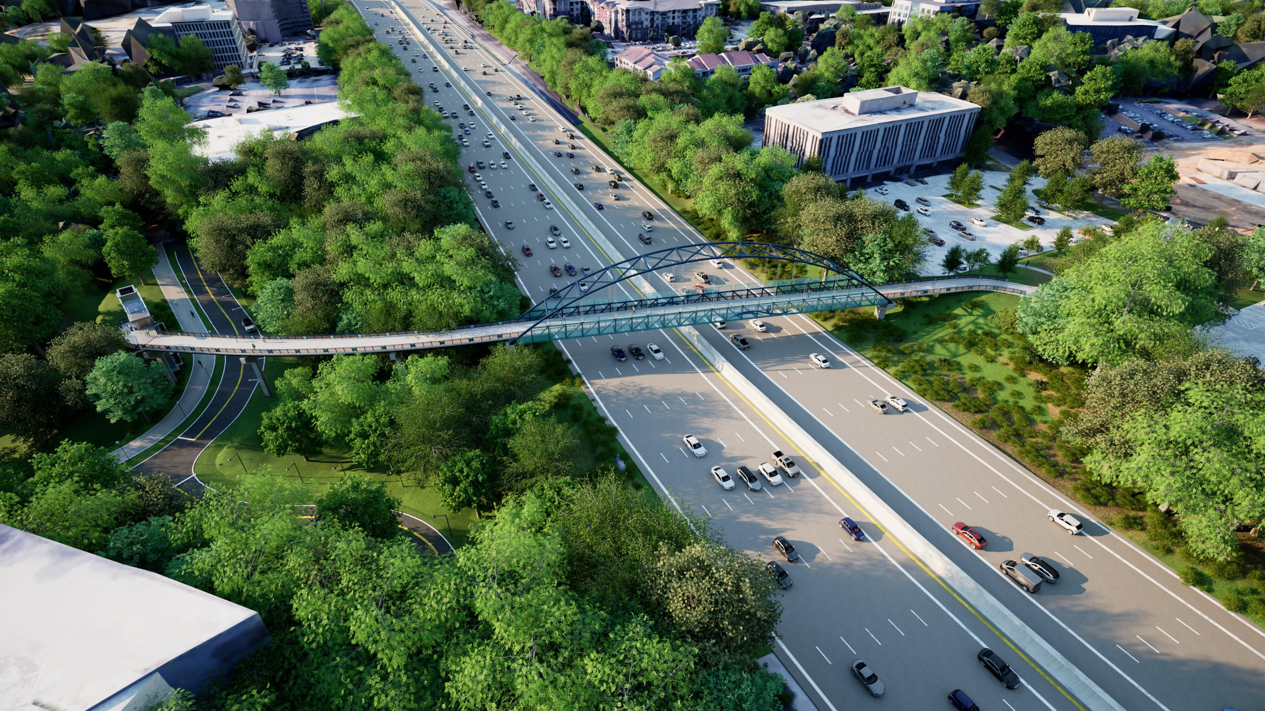 Rendering of the proposed Peachtree Creek Connector Bridge over I-85.