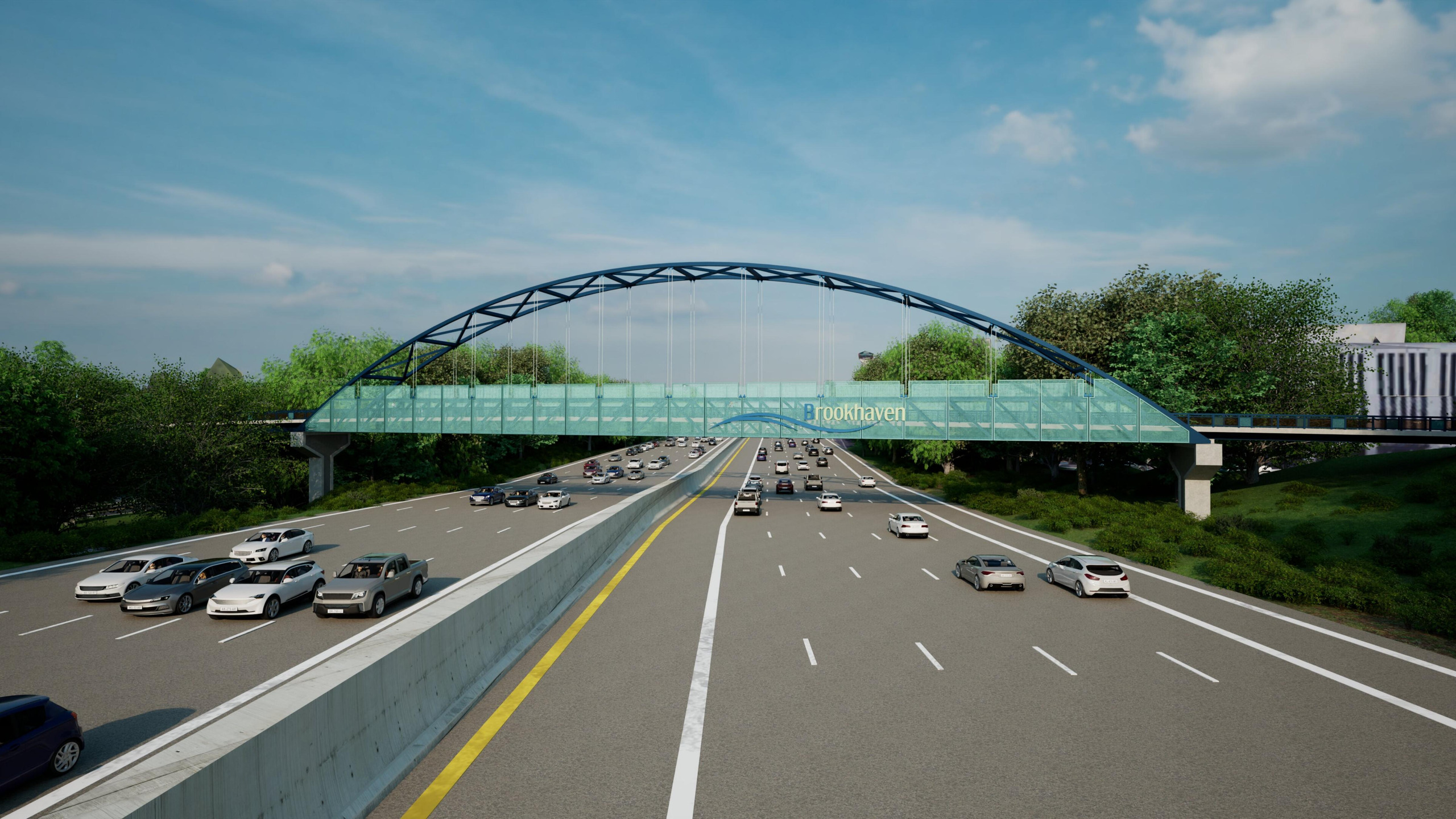 Rendering of the proposed bridge viewed along I-85.