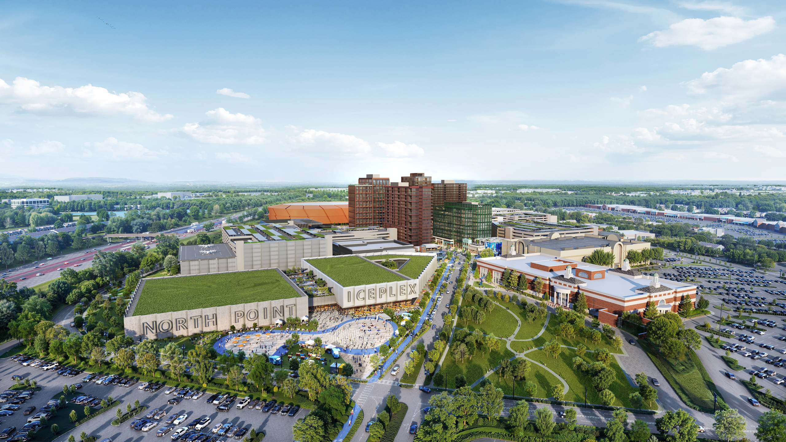 Aerial rendering of the proposed North Point redevelopment.