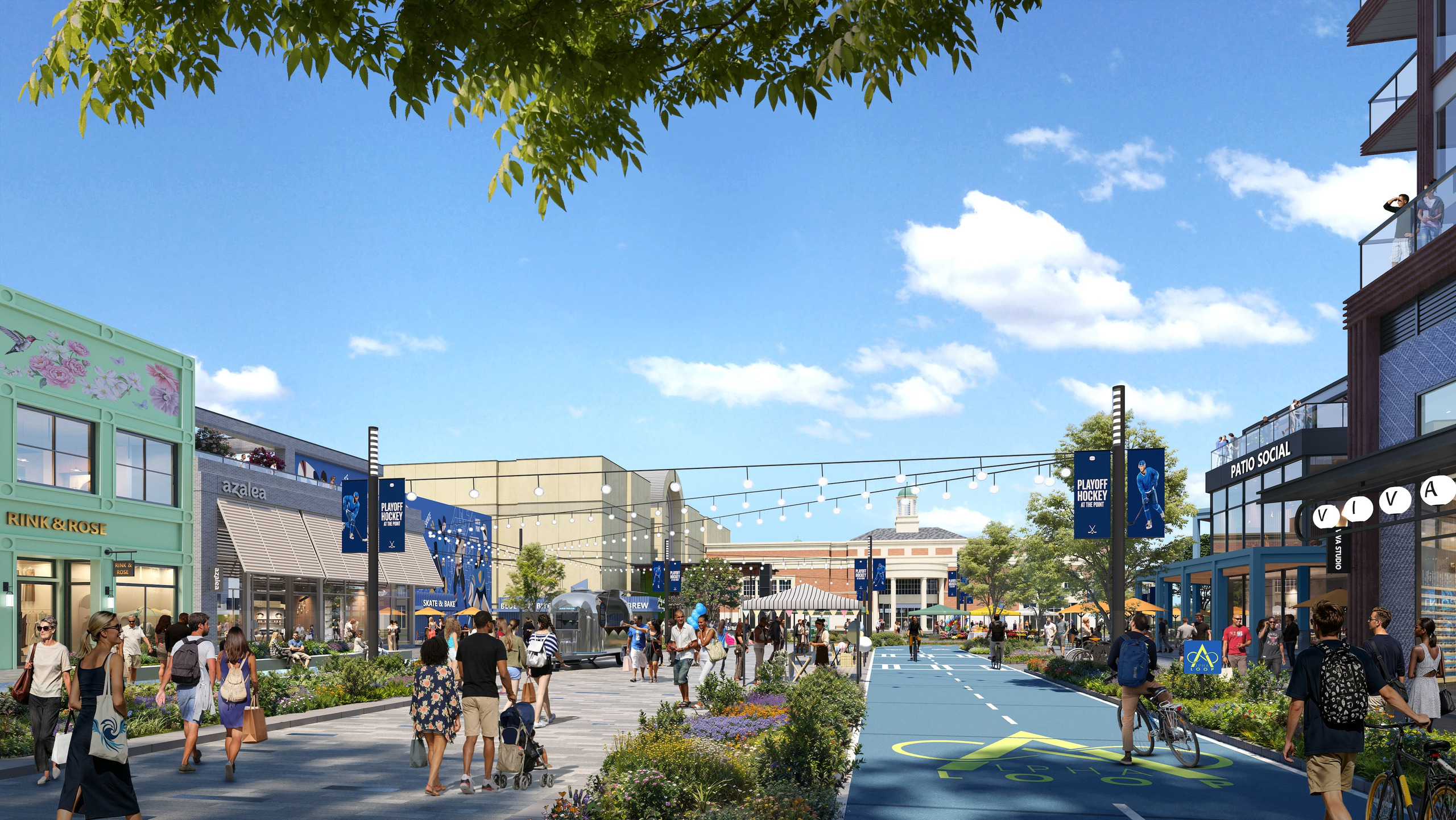 Rendering of a pedestrian street in the proposed North Point district.