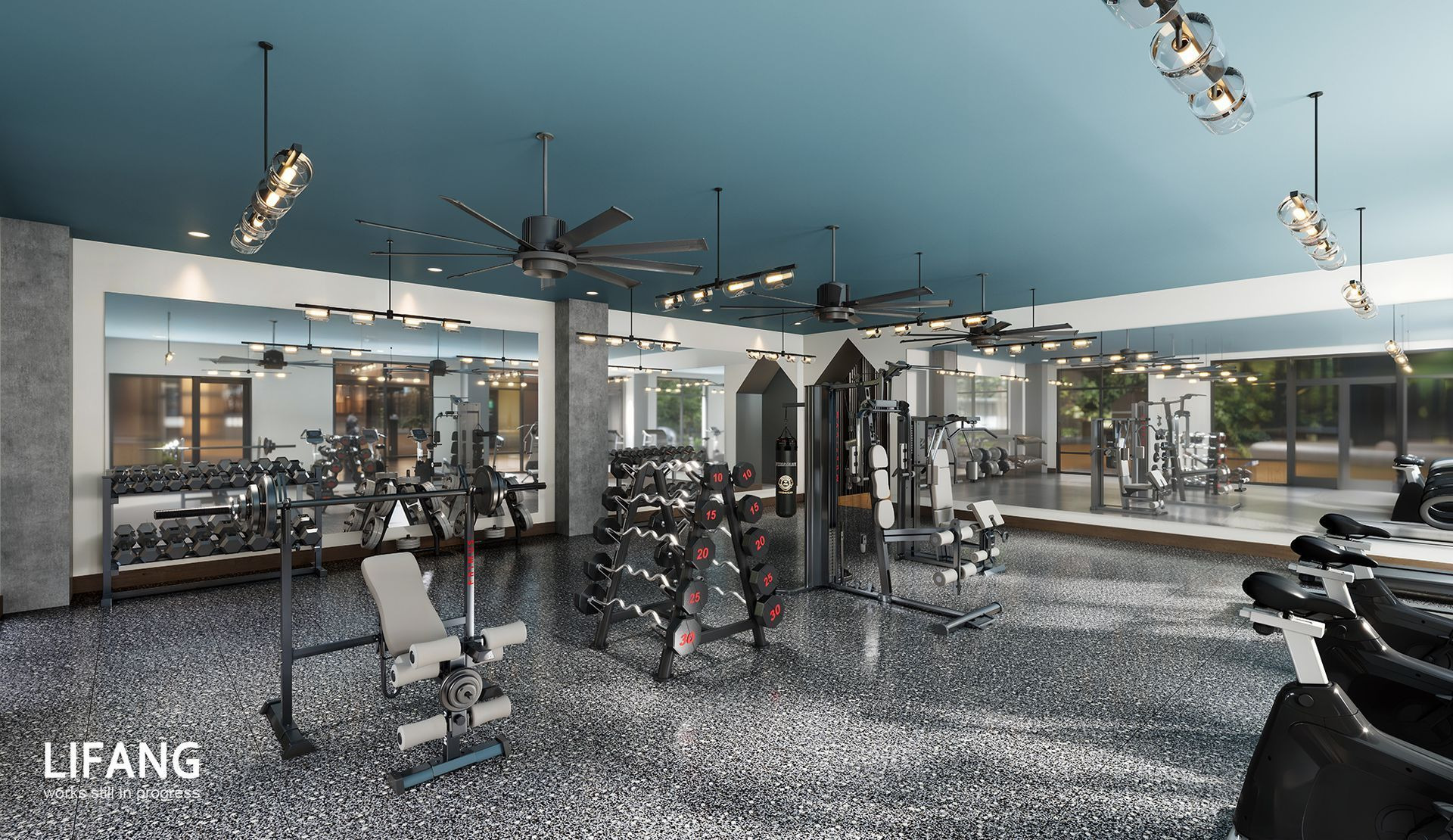 Rendering of the Woodrow House fitness room.
