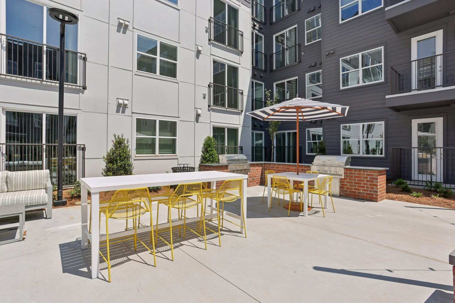 Outdoor tables in The Garrison courtyard.
