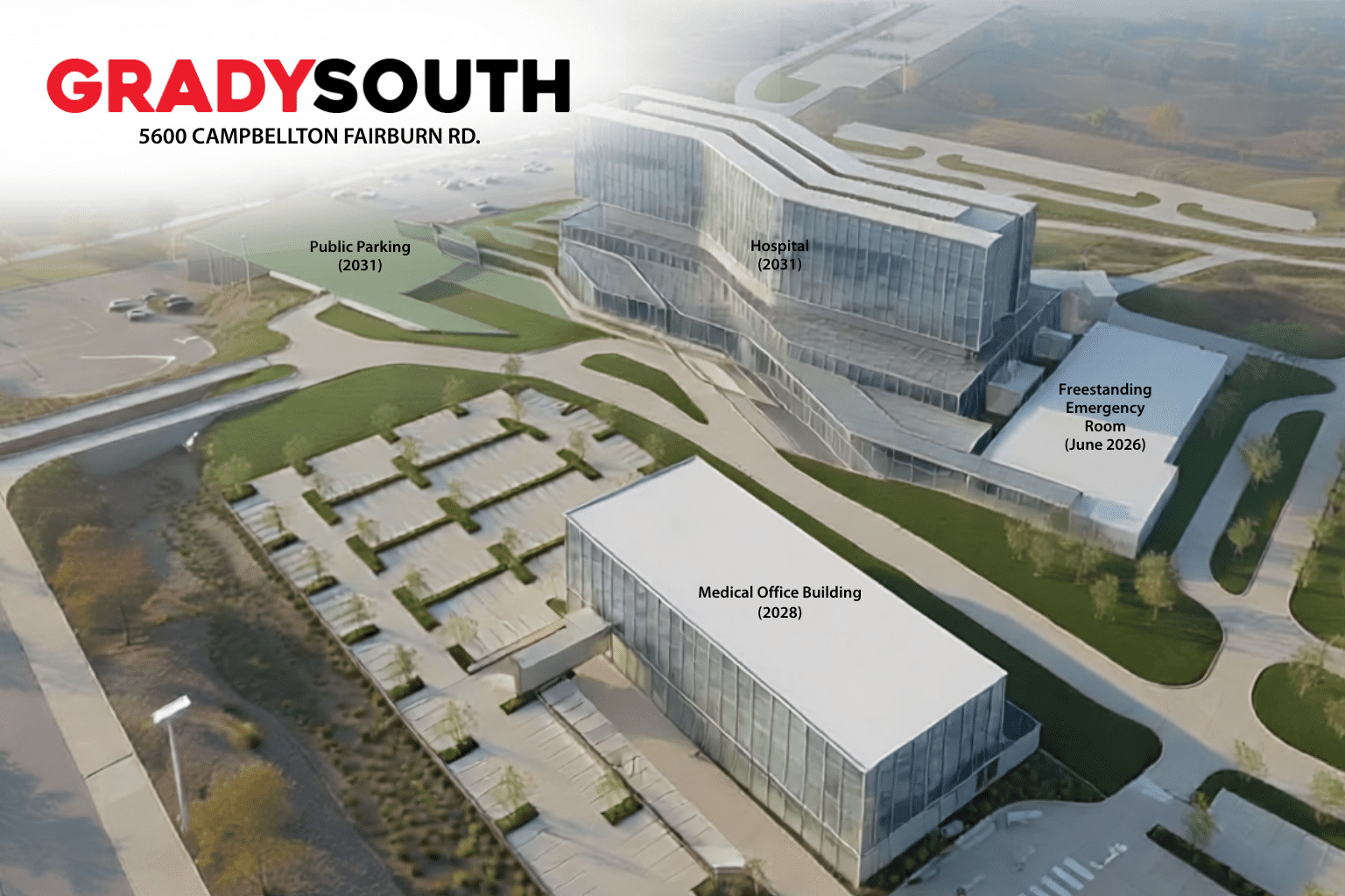 Rendering of the planned Grady South medical campus.