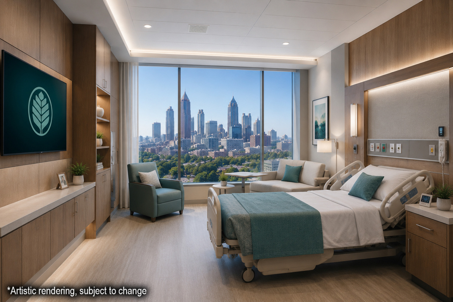 Rendering of a proposed patient room.