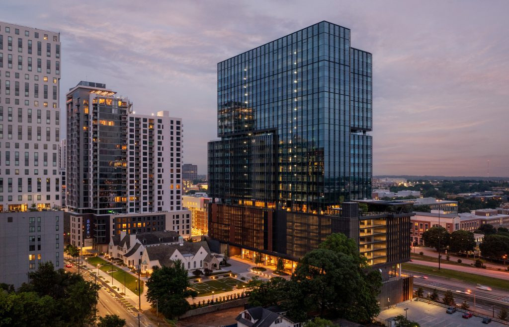 Evening rendering of Spring Quarter and Patterson House.